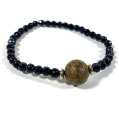 Aquamarine and Agarwood Bead Bracelet