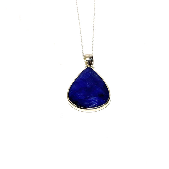 Violet Sapphire Crystal Pendant with Sterling Silver Necklace