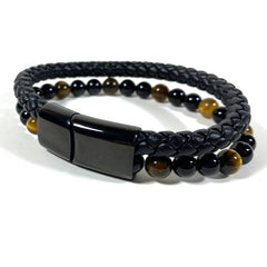 Tiger's Eye Stone and Leather Bracelet